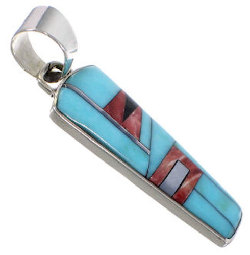 Genuine Sterling Silver Turquoise And Multicolor Pendant RS42796